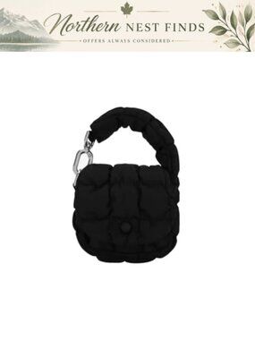 Quilted Nylon Puffer Mini Clutch Wristlet Evening Bag Padded